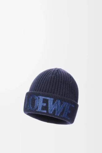 LOEWE beanie in wool Navy Blue