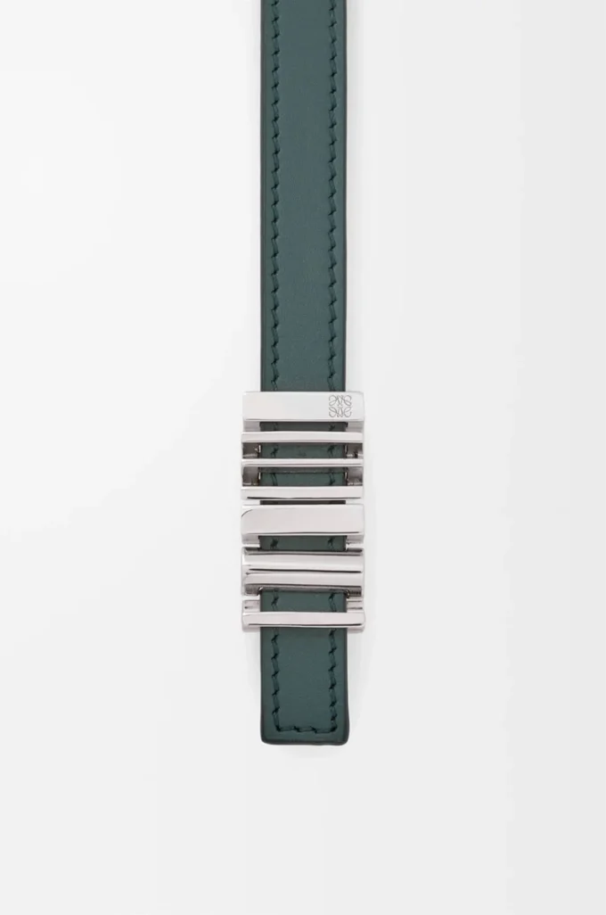 LOEWE Graphic belt in smooth calfskin Deep Forest/Palladium