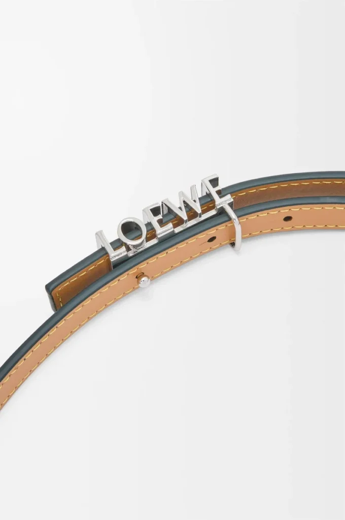 LOEWE Graphic belt in smooth calfskin Deep Forest/Palladium