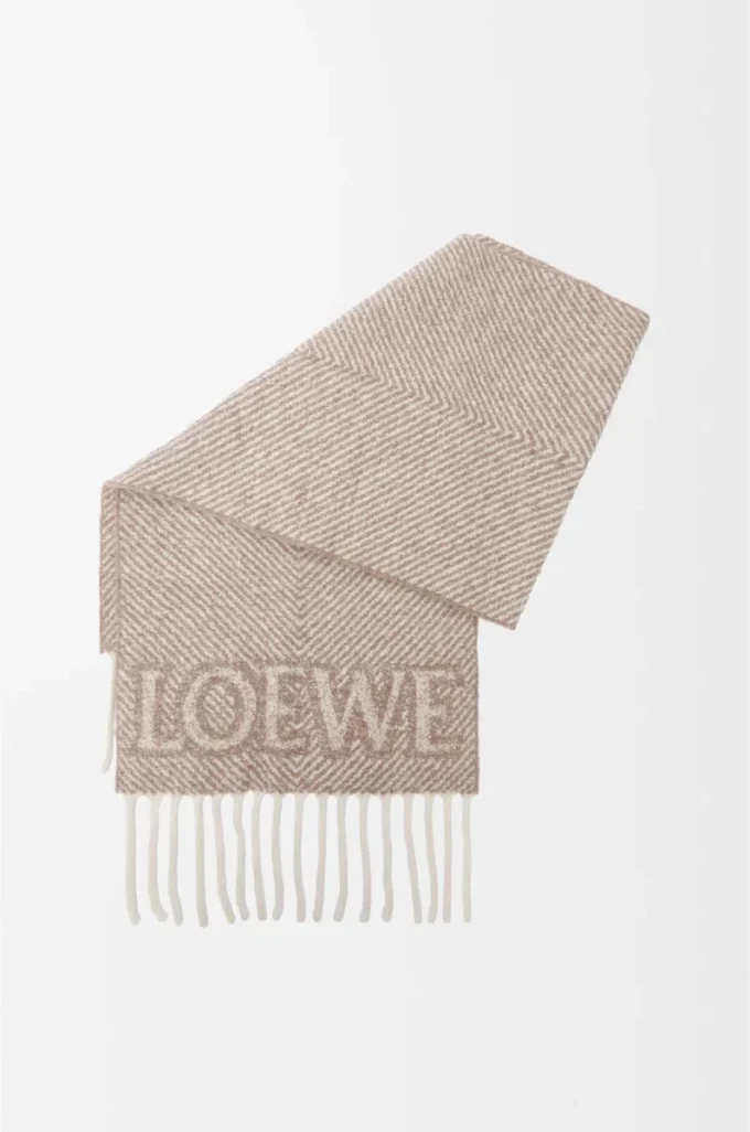 LOEWE scarf in alpaca and wool blend Beige/Ecru