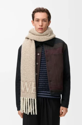 LOEWE scarf in alpaca and wool blend Beige/Ecru