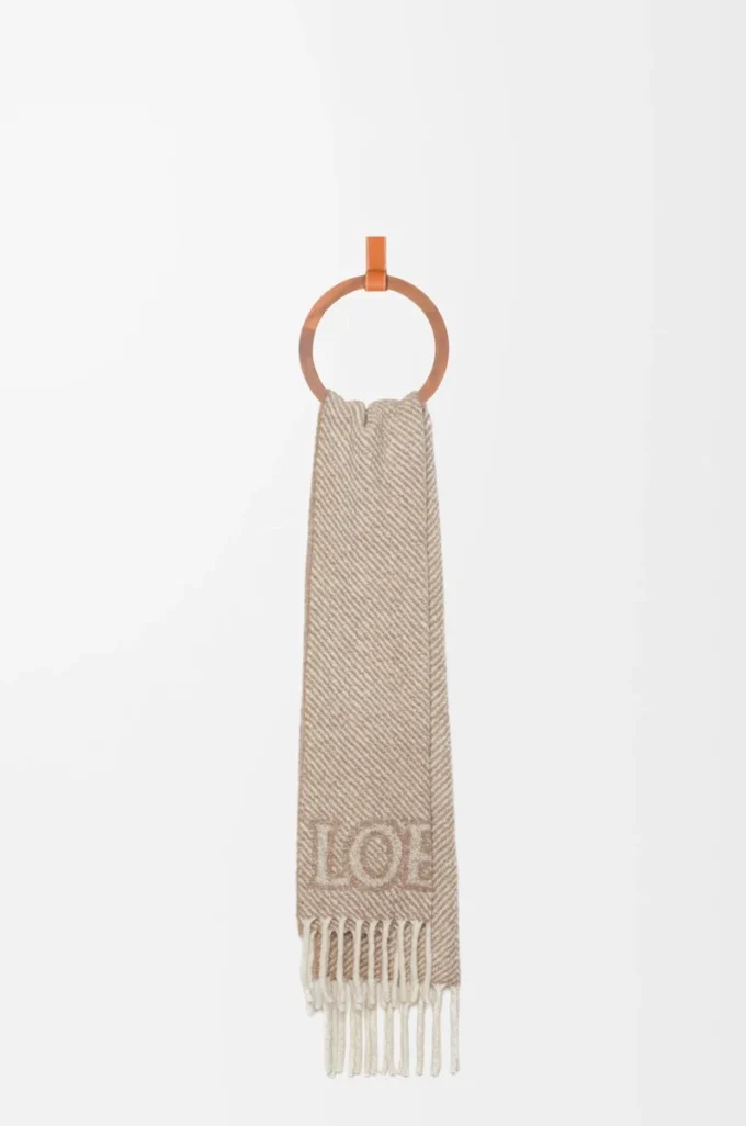 LOEWE scarf in alpaca and wool blend Beige/Ecru