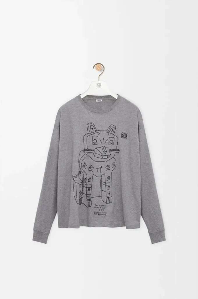 Long sleeve T-shirt in cotton Grey Melange