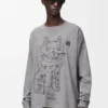 Long sleeve T-shirt in cotton Grey Melange