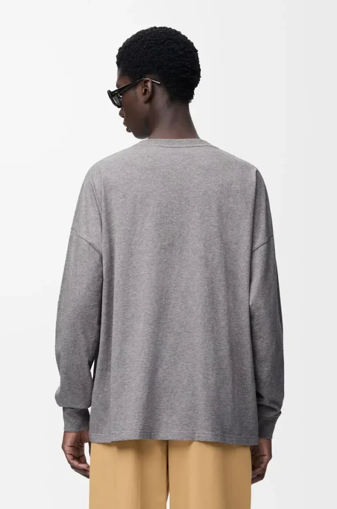 Long sleeve T-shirt in cotton Grey Melange