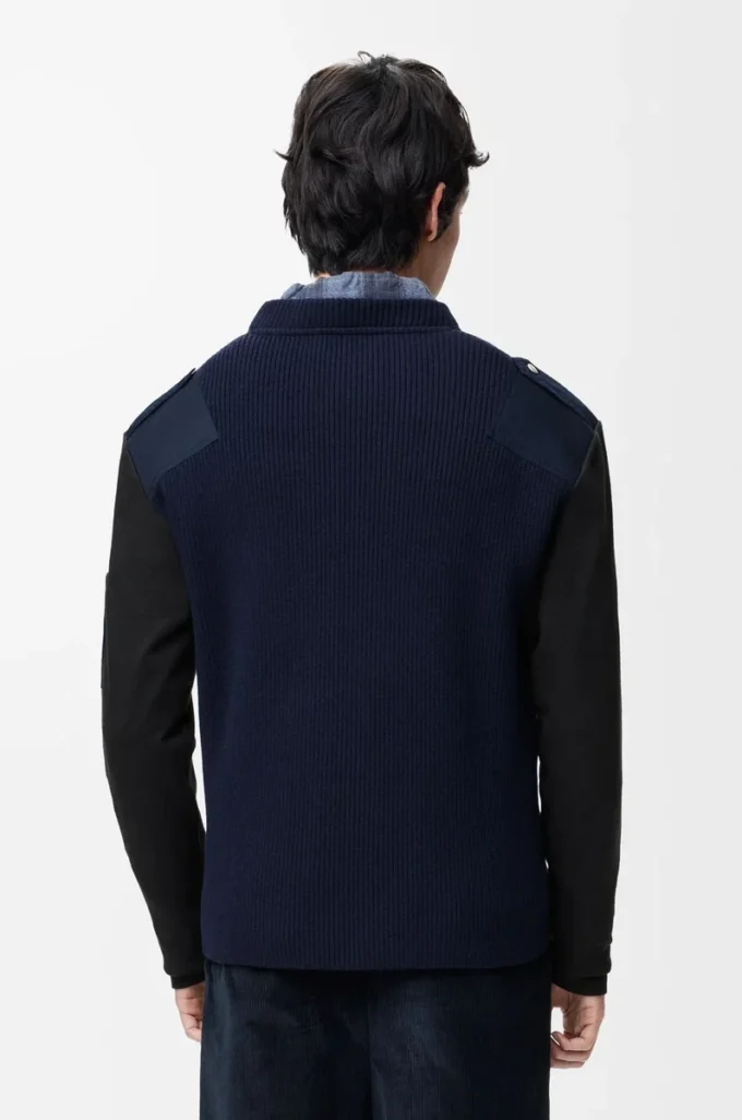 Long sleeve top in cotton blend Anthracite/Dark Navy