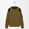 Long sleeve top in cotton blend Khaki/Black