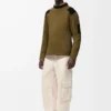 Long sleeve top in cotton blend Khaki/Black
