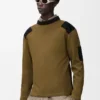 Long sleeve top in cotton blend Khaki/Black