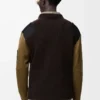 Long sleeve top in cotton blend Khaki/Black