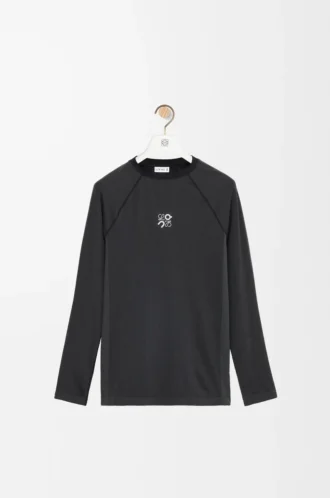 Long sleeve top in technical jersey Black