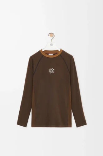 Long sleeve top in technical jersey Toffee