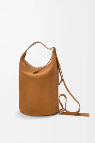 Loop bucket in suede calfskin Tobacco