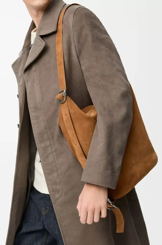 Loop bucket in suede calfskin Tobacco