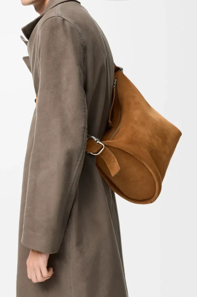 Loop bucket in suede calfskin Tobacco