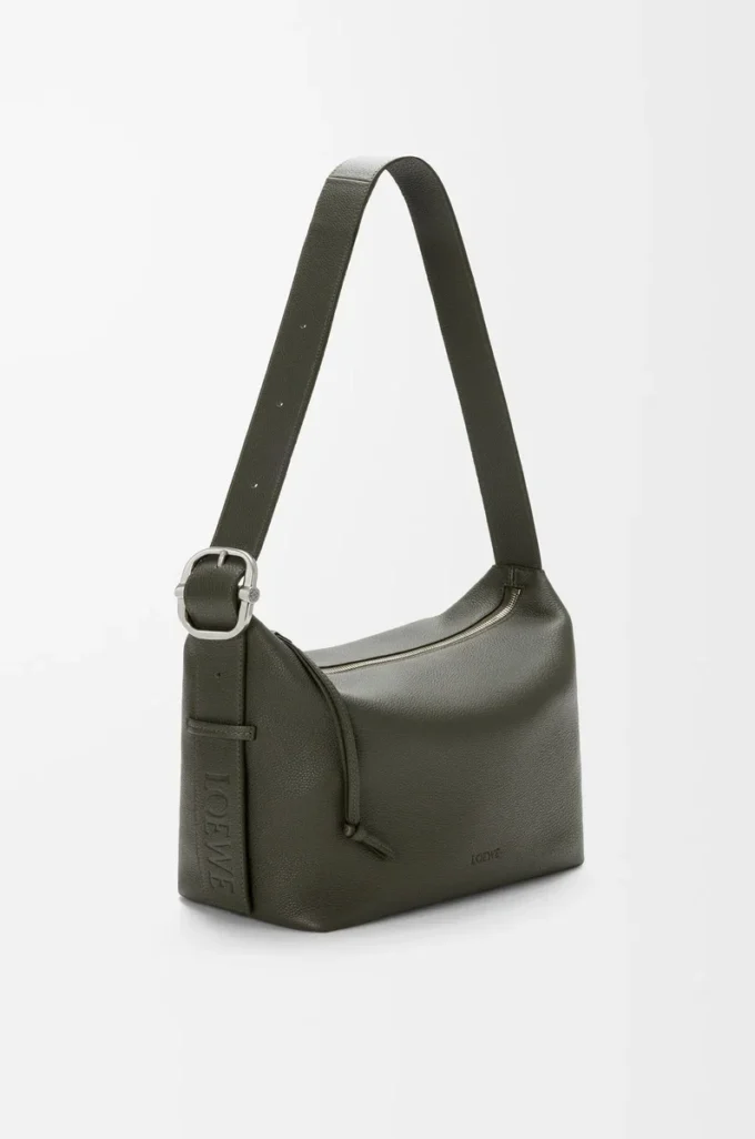Loop hobo in supple grained calfskin Dark Khaki