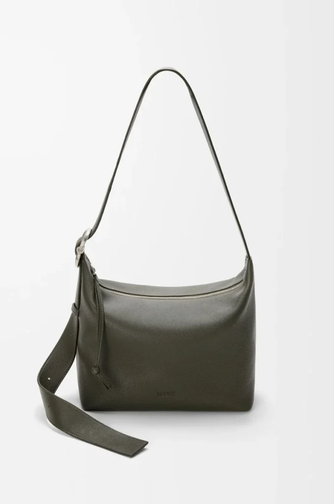 Loop hobo in supple grained calfskin Dark Khaki