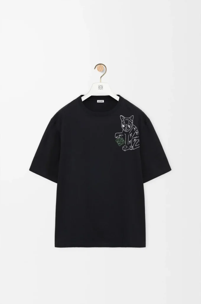 Loose fit T-shirt in cotton Black