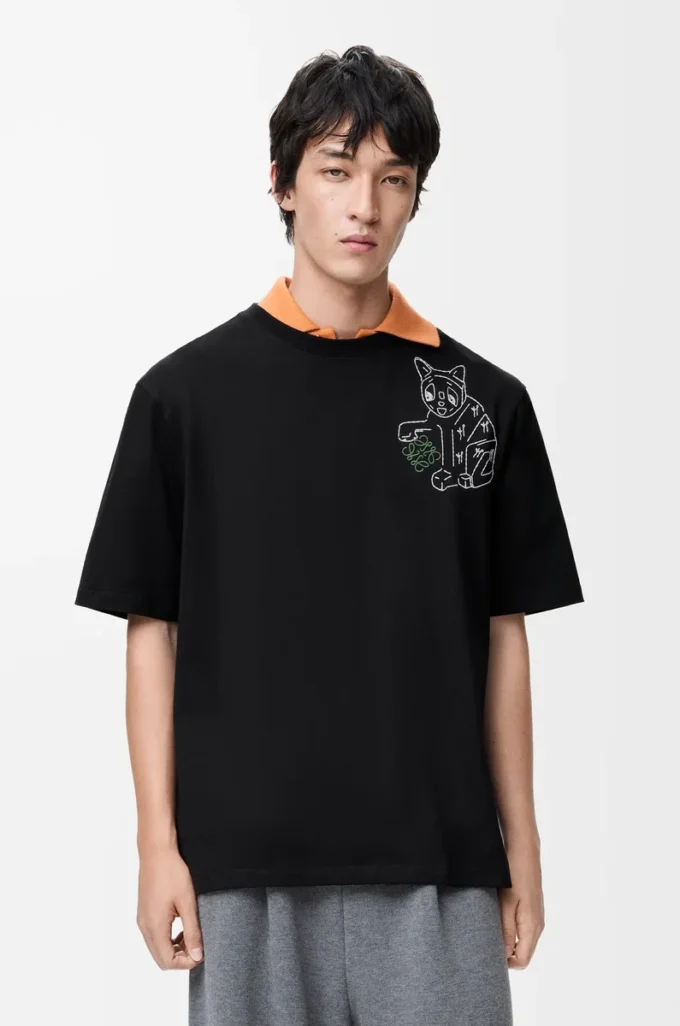 Loose fit T-shirt in cotton Black