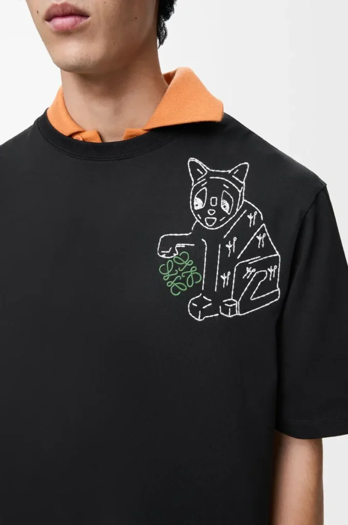 Loose fit T-shirt in cotton Black
