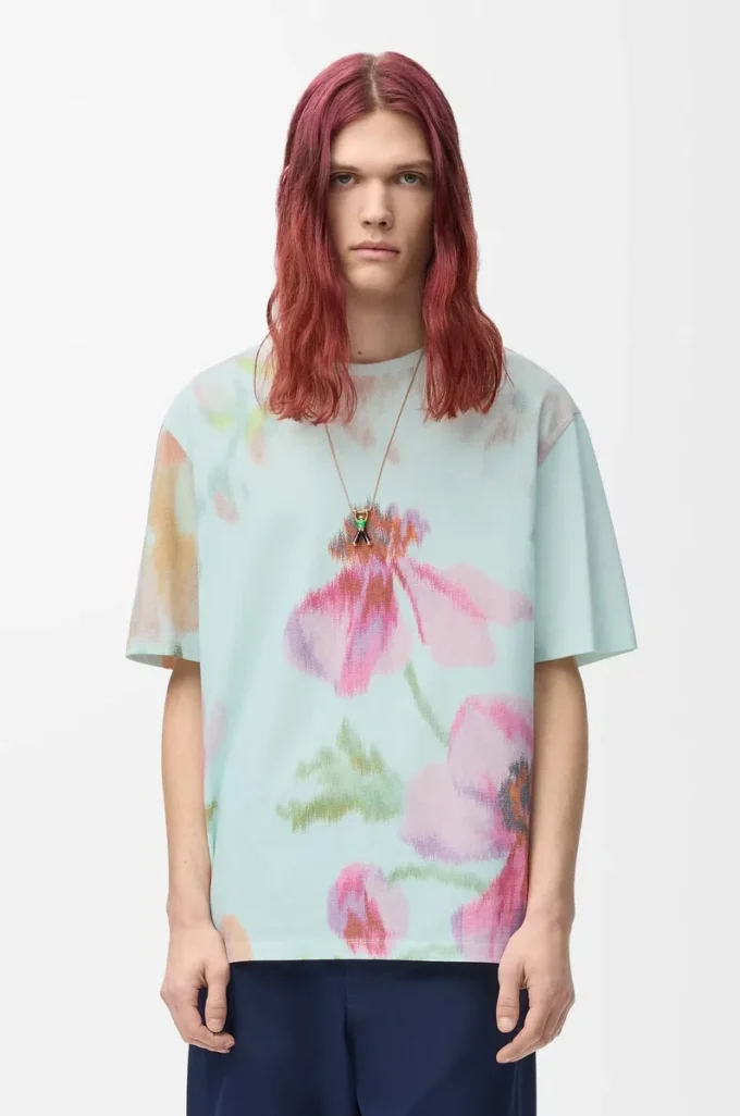 Loose fit T-shirt in cotton Light Blue/Multicolor