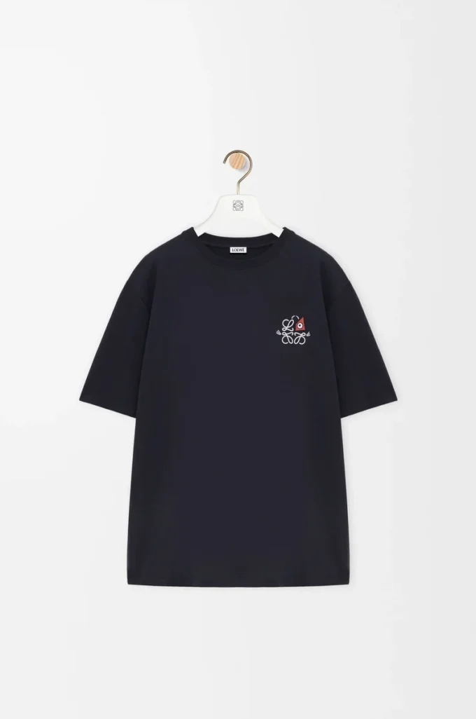 Loose fit T-shirt in cotton Navy Blue