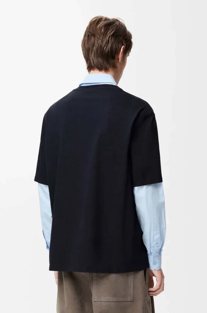 Loose fit T-shirt in cotton Navy Blue