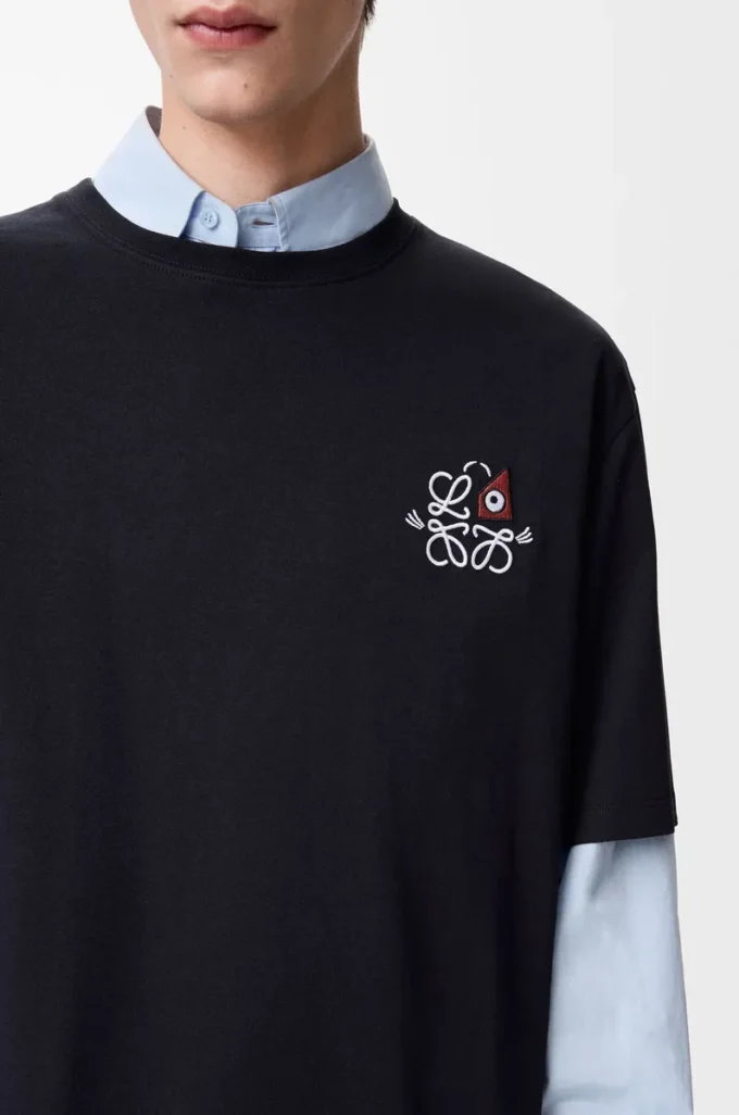 Loose fit T-shirt in cotton Navy Blue