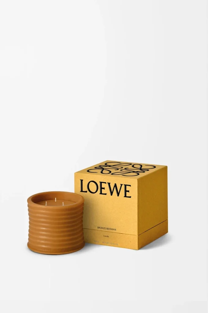 Medium Bronze beeswax candle Amber