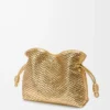 Medium Flamenco clutch in laminated lambskin Gold