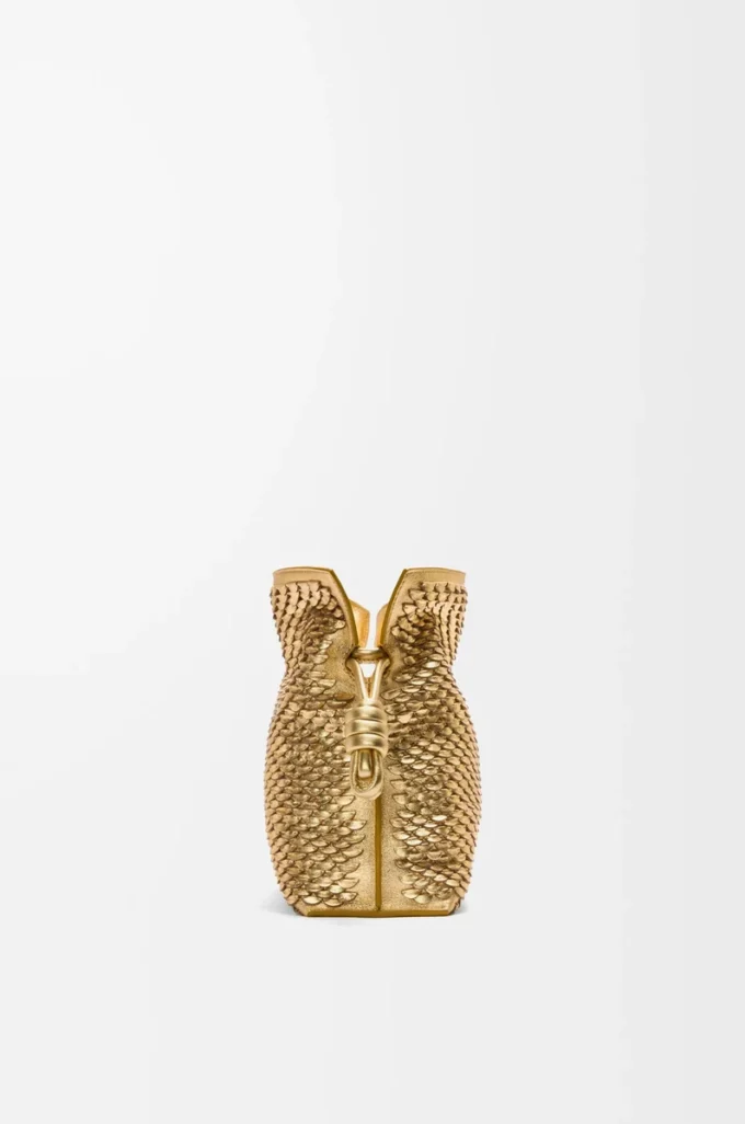 Medium Flamenco clutch in laminated lambskin Gold