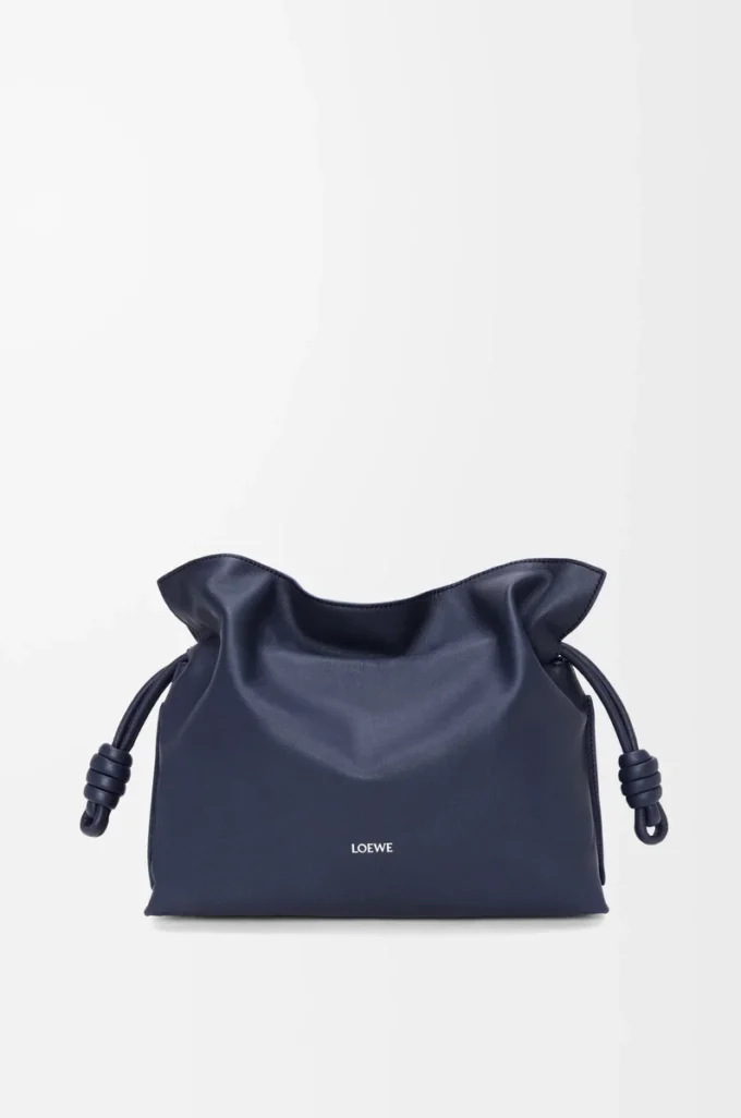 Medium Flamenco clutch in nappa calfskin Abyss Blue