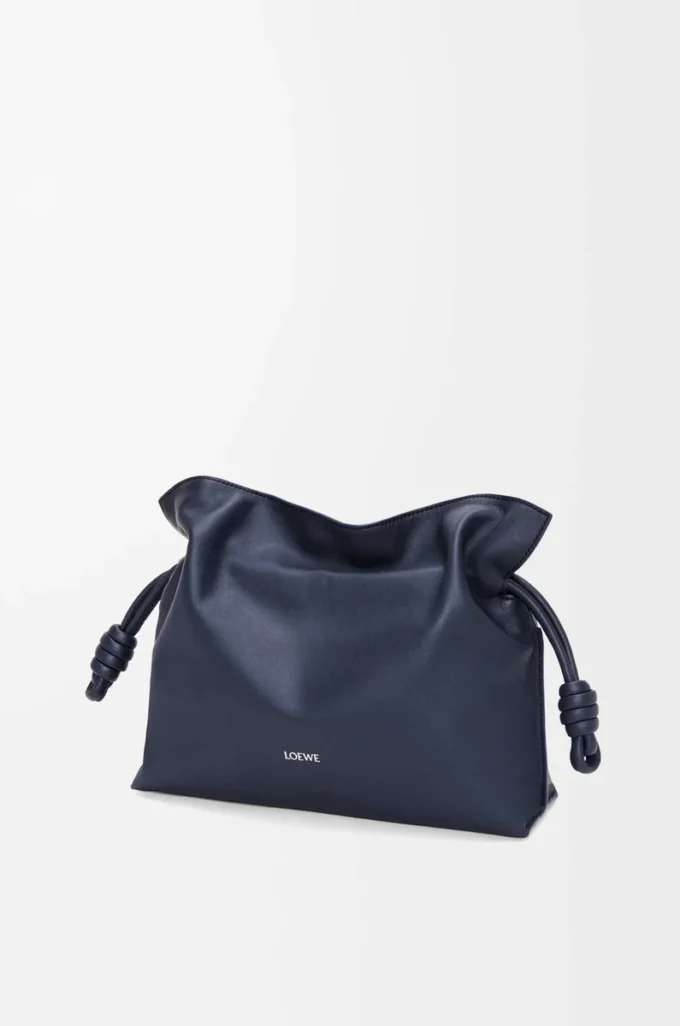 Medium Flamenco clutch in nappa calfskin Abyss Blue