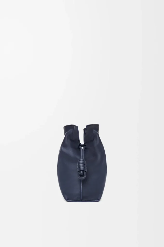 Medium Flamenco clutch in nappa calfskin Abyss Blue