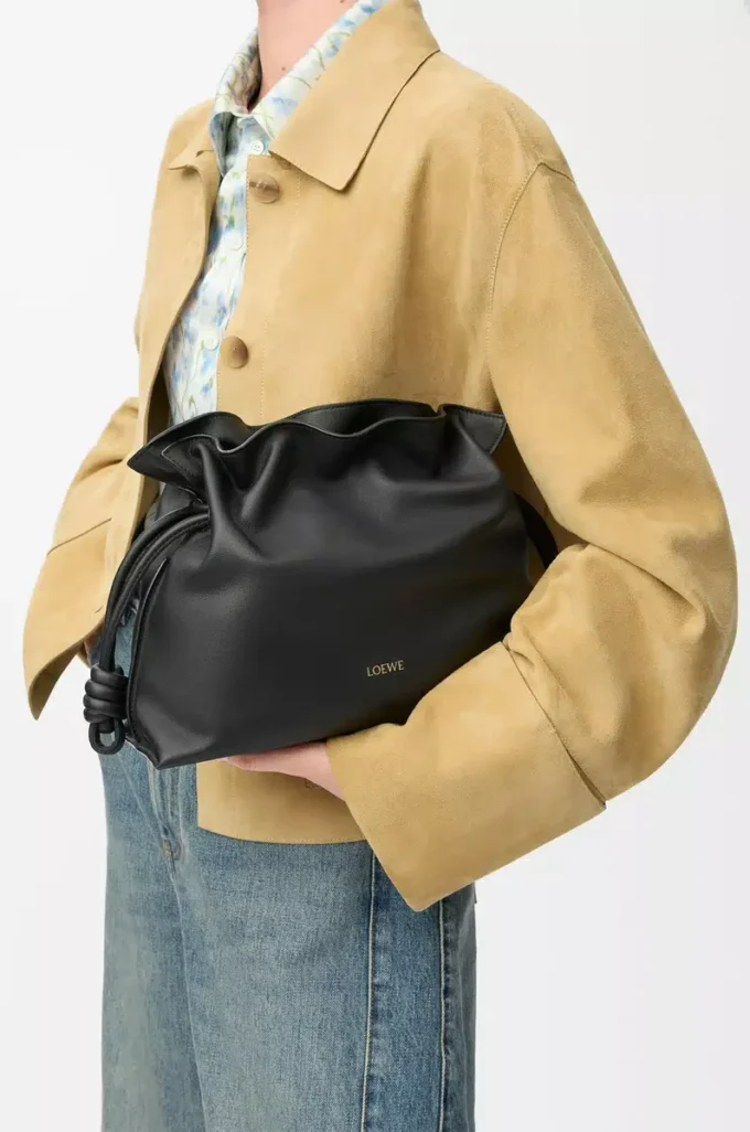Medium Flamenco clutch in nappa calfskin Black