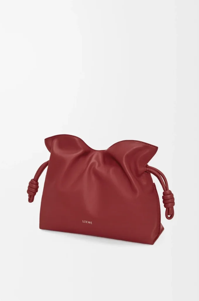 Medium Flamenco clutch in nappa calfskin Burnt Red