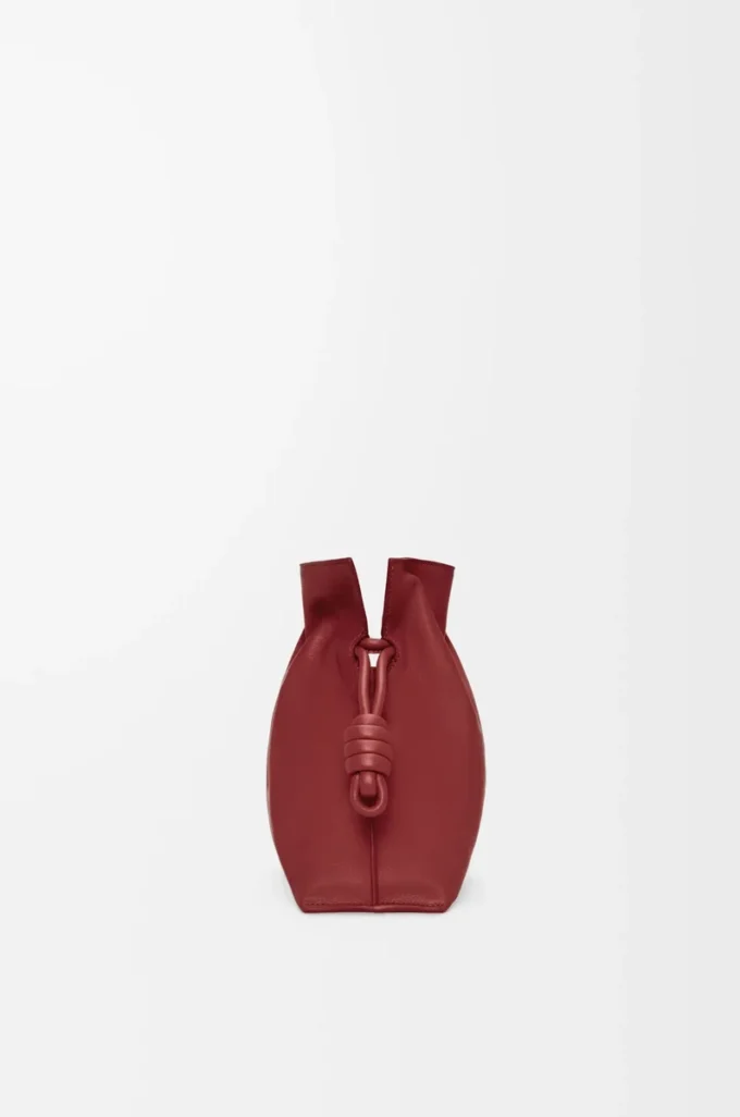 Medium Flamenco clutch in nappa calfskin Burnt Red