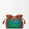 Medium Flamenco clutch in nappa calfskin Caramel/Bright Green