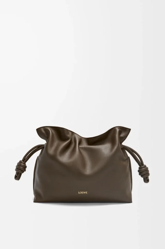 Medium Flamenco clutch in nappa calfskin Chocolate