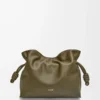 Medium Flamenco clutch in nappa calfskin Dark Khaki