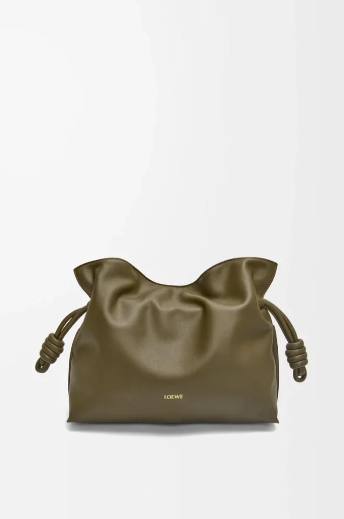 Medium Flamenco clutch in nappa calfskin Dark Khaki