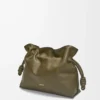 Medium Flamenco clutch in nappa calfskin Dark Khaki