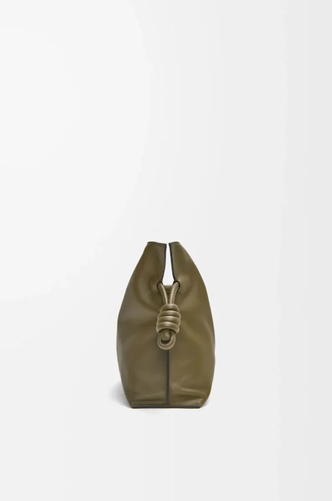 Medium Flamenco clutch in nappa calfskin Dark Khaki