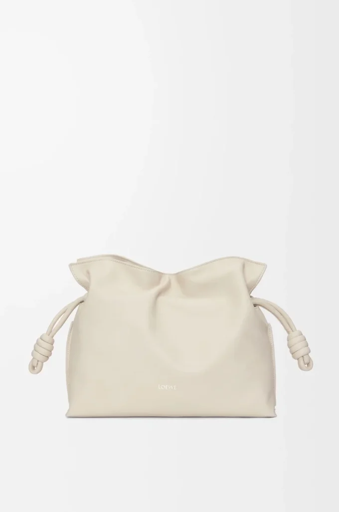 Medium Flamenco clutch in nappa calfskin Sea Salt