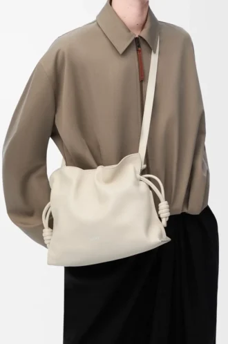 Medium Flamenco clutch in nappa calfskin Sea Salt