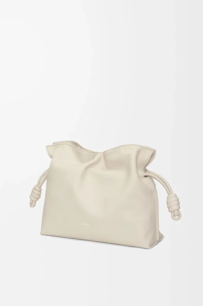 Medium Flamenco clutch in nappa calfskin Sea Salt
