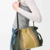 Medium Flamenco clutch Landscape in nappa calfskin Bottle Green/Ochre