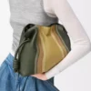 Medium Flamenco clutch Landscape in nappa calfskin Bottle Green/Ochre