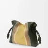 Medium Flamenco clutch Landscape in nappa calfskin Bottle Green/Ochre