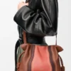Medium Flamenco clutch Landscape in nappa calfskin Pecan/Parrot Pink